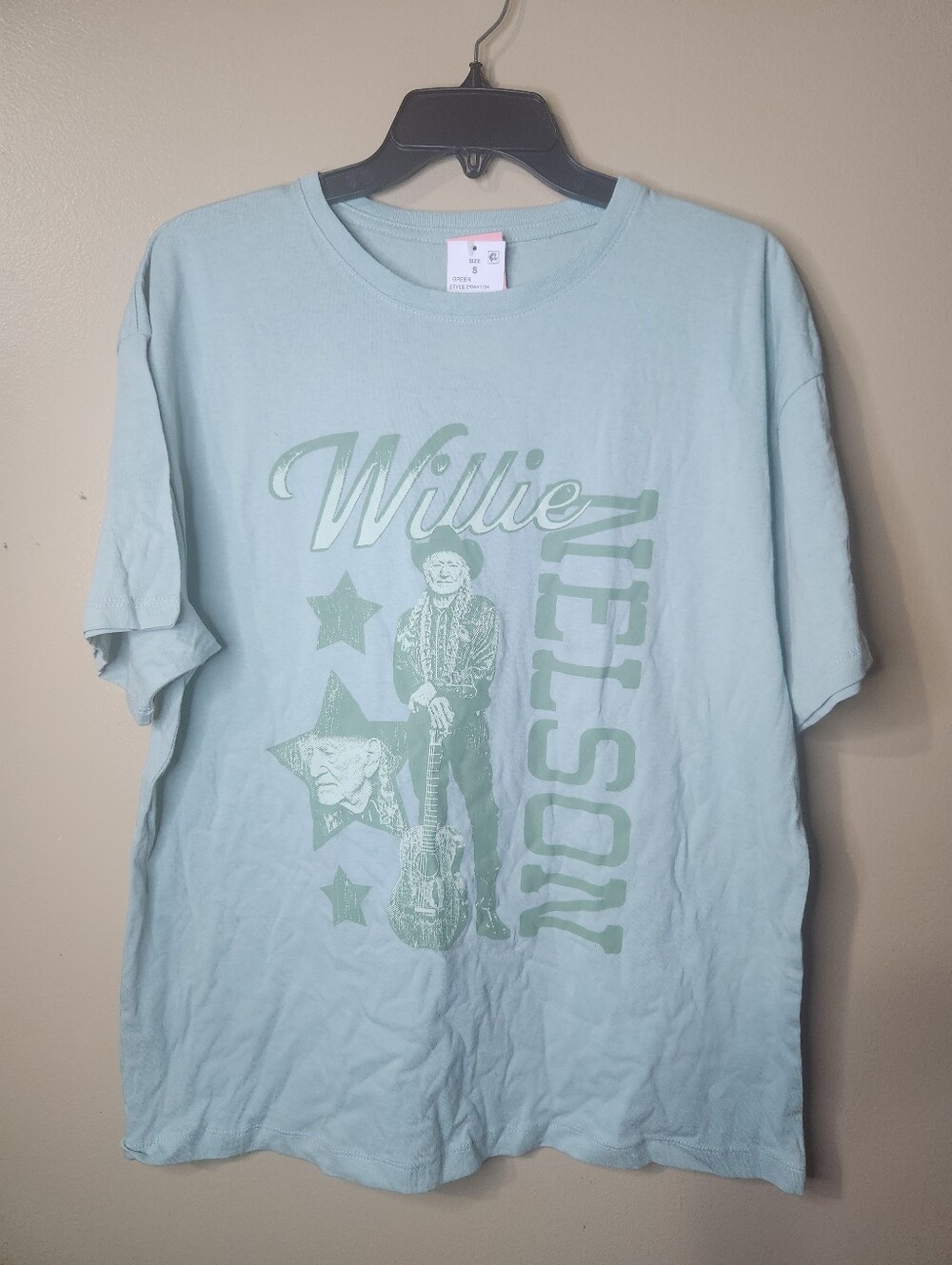 Willie Nelson Graphic Tee - Light Mint Green Size Small NWT